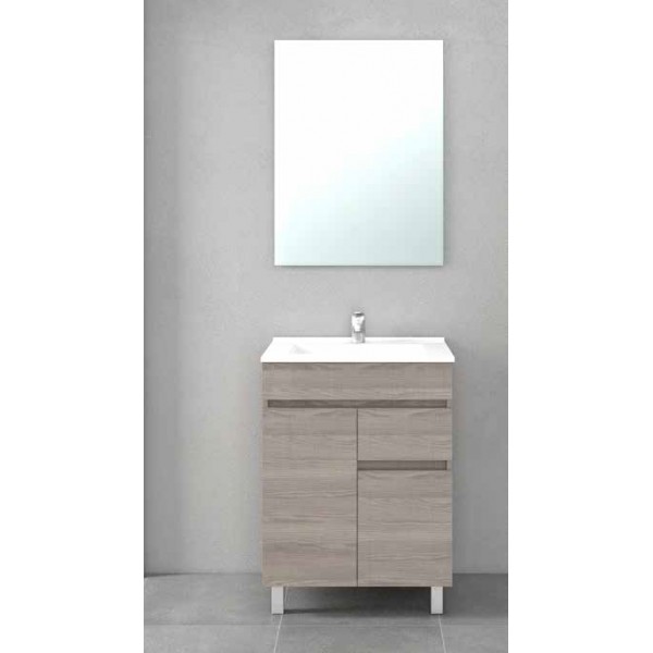 Mueble de baño con Lavabo incluido de Ceramica 2 puertas y 1 cajon - Mueble  Montado - Ancho 60 cms (60 anchox60 altox45 fondo) - Blanco - Modelo CLIF